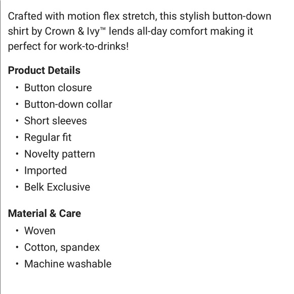 Mens Crown & Ivy short sleeve button down shirt - Picture 4 of 6